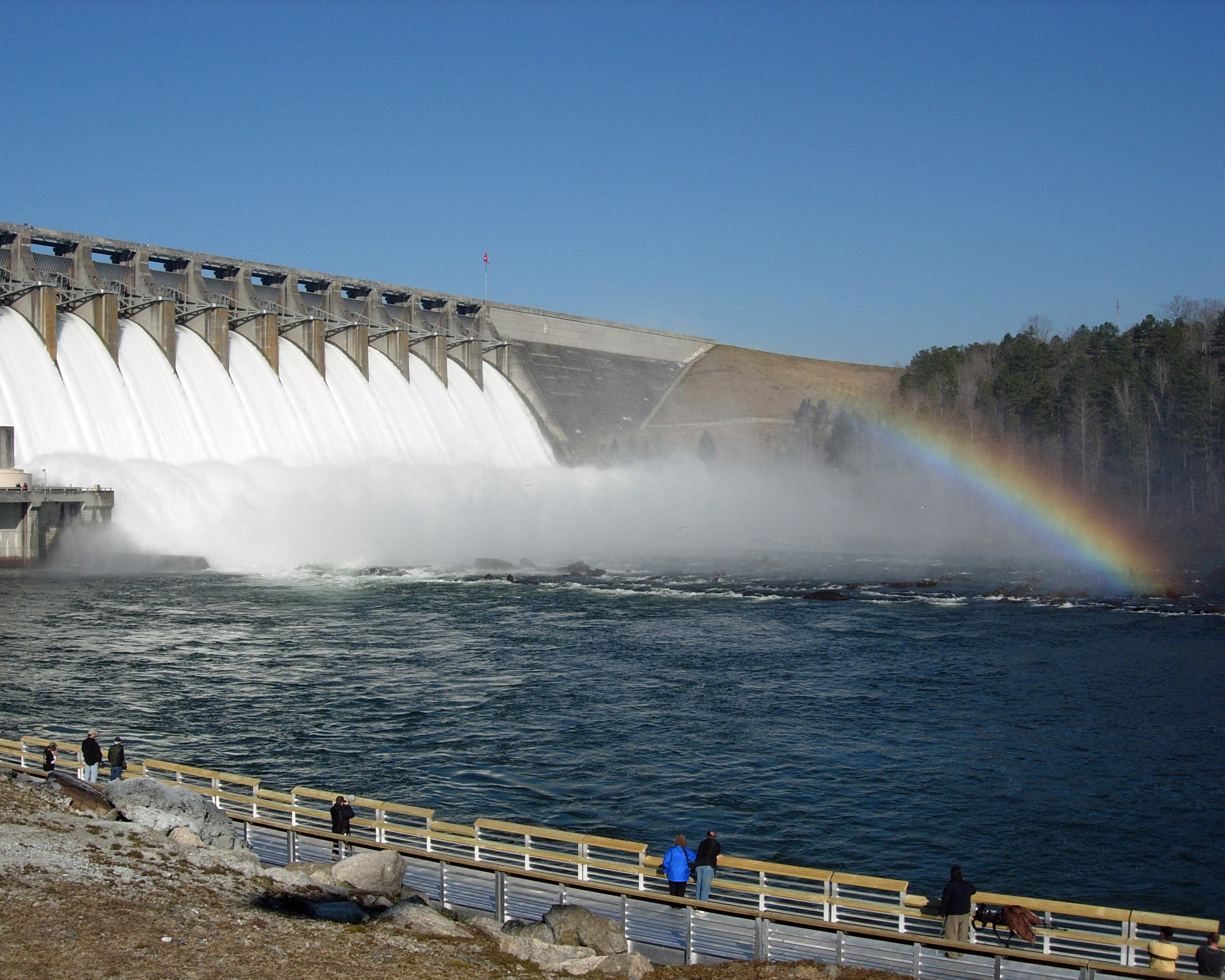 A rainbow hovers over Hartwell Dam, as it is today. (Photo/Sara Beth Burrell)