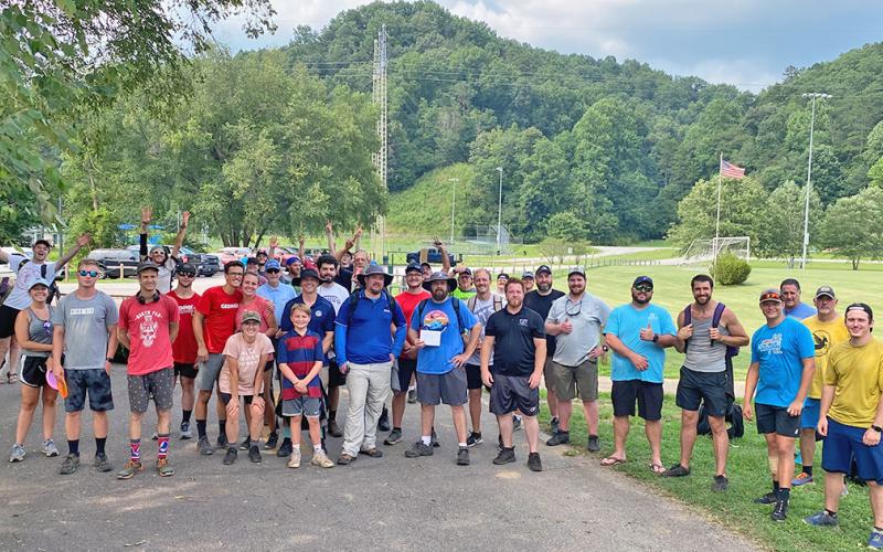 Last weekend's PDGA disc golf tournament at Yahoola Creek Park included 76 players with five divisions. (Photo courtesy of Cole White)