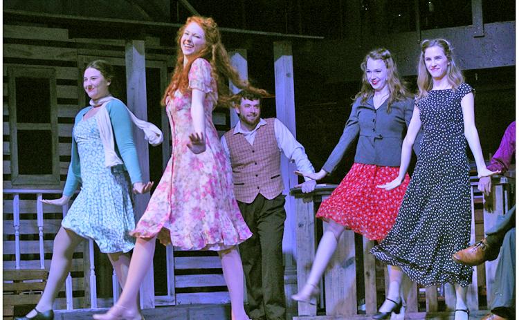 The musical ensemble for the Holly’s production of Bright Star sets the tone of Appalachia in the south for the show, which is set in 1940s North Carolina, with several upbeat dance numbers, like this square dance scene, showcasing the period.