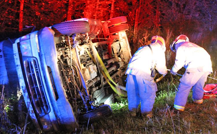 The Rangers of Camp Frank D. Merrill held a mass casualty training exercise on Cavender Creek Road early Tuesday, Oct. 8. The simulation involved an overturned bus, as Rangers rescued volunteers from UNG’s Corps of Cadets playing the role of injured passengers from the wreckage.