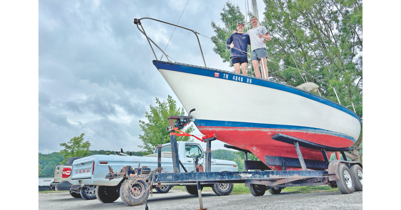 The Afternoon Delight was docked in the parking lot of Lake Zwerner last week as Duke Neslen and Beau Donner prepared to launch their newly-purchased 25-foot sailboat into the reservoir waters.