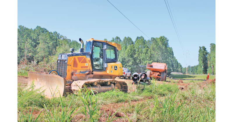 Construction vehicles and equipment can be seen at the future site of the Lumpkin County Veterans Cemetery on Blackburn Road.