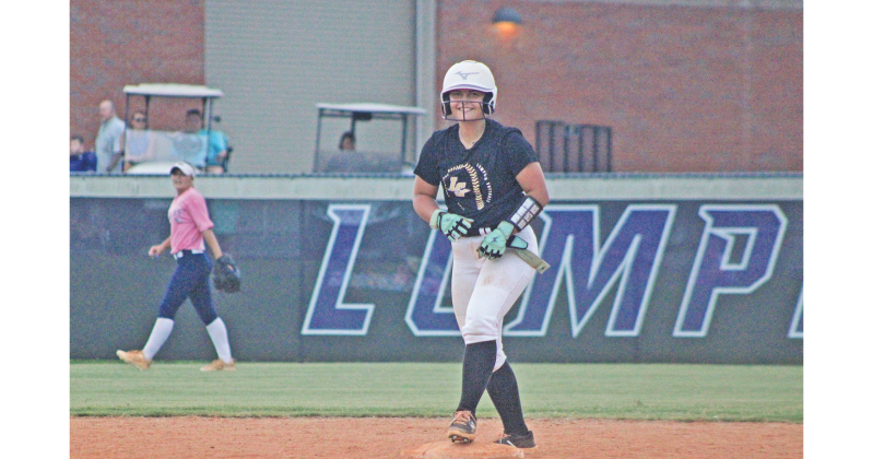 Anniston Antonia celebrates a double during last week’s scrimmage.