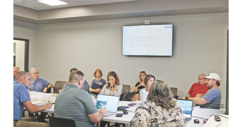 Lumpkin County Land Use & Development Regulations Review Committee member Trevor Eudy (far right) expressed concerns that The Nugget would exaggerate proposed changes to Class V subdivisions.