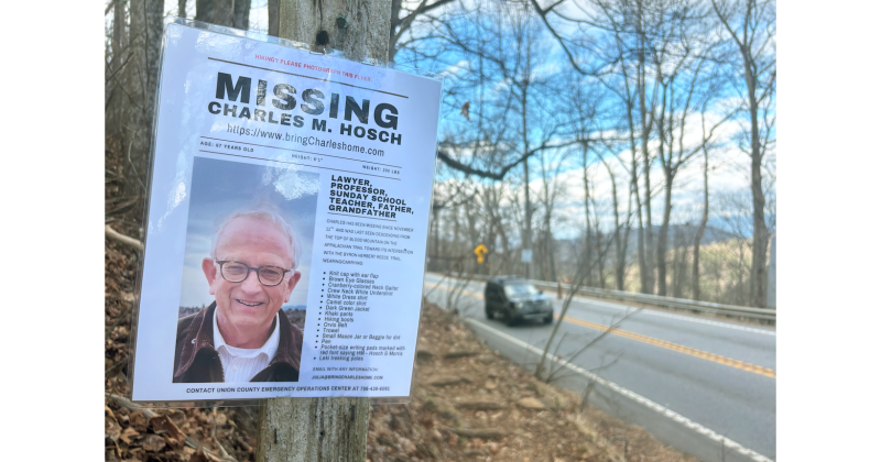 Missing posters were prevalent on and around Blood Mountain following the disappearance of Charles M. Hosch last November.