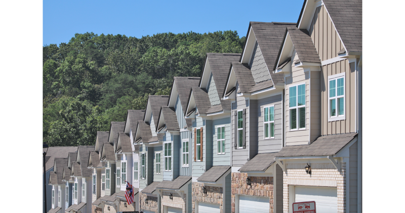 A line of new townhomes stretches into the distance at Mountain Park. Residents showed up to voice their concerns during the public comments portion of the recent Dahlonega City Council meeting.