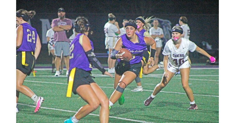 Lumpkin County’s Kylie Schubert fights for yardage against Dawson County in last week’s matchup.