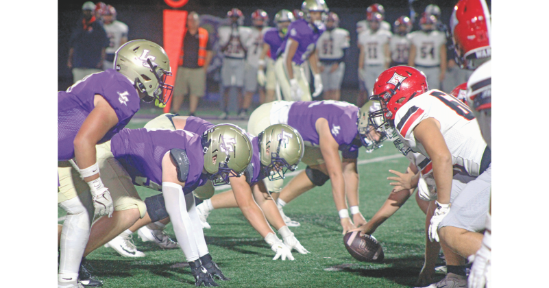 Lumpkin’s defensive line squares off against the Stephens County offensive line.