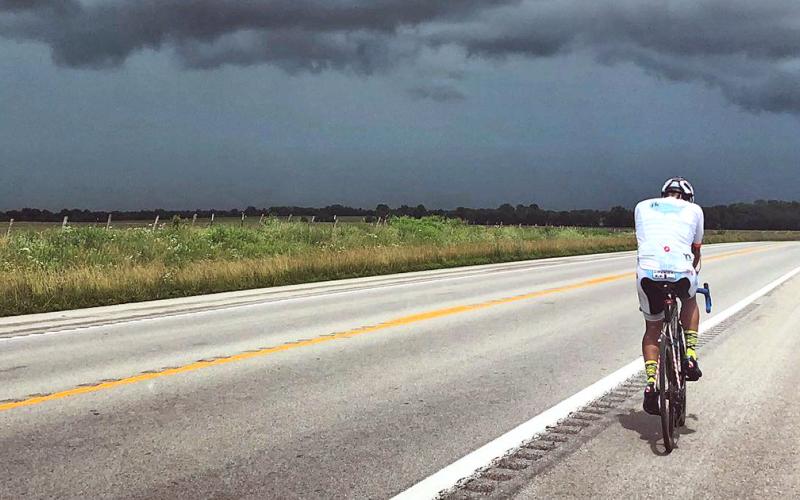 Cyclist Thomas Odom said he has found the motivation to pedal through the mental and physical fatigue by remembering his causes: the Kyle Pease Foundation and Connectability.