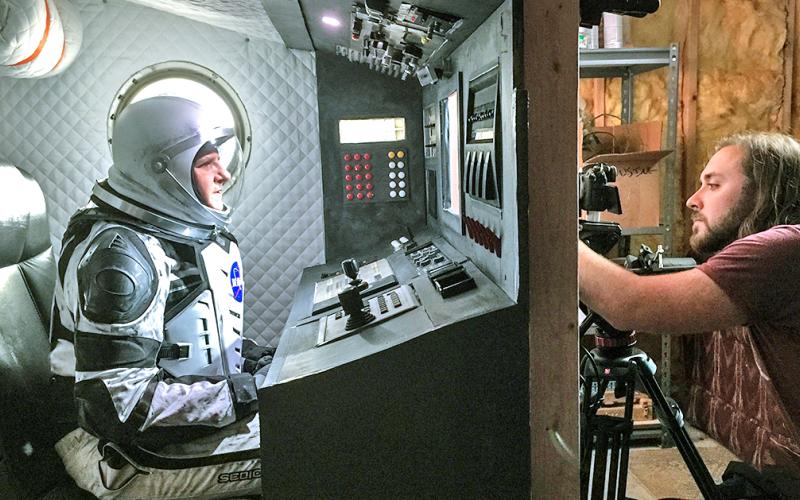 Grammy winning musician and Dahlonega resident Amy Ray prepares for liftoff during a music video filming with Luke Pilgrim of Sozo Bear Films.