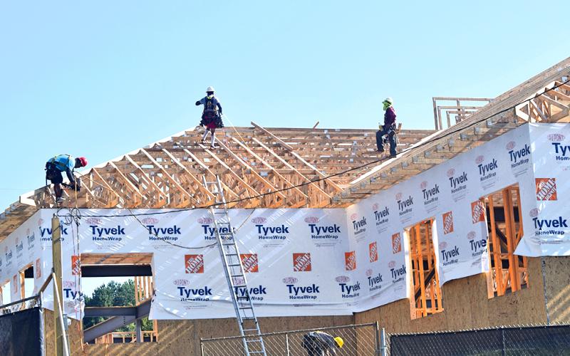 The new Lumpkin County library is quickly emerging on the Morrison Moore Parkway skyline. (Photo by Matt Aiken))