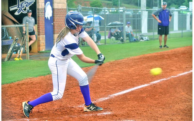 Haley Voyles smacks a bases-clearing, three-run double to help Lumpkin take a 3-0 first inning lead over the Lady Bears. Voyles went 3-for-5 during the game with four RBIs.