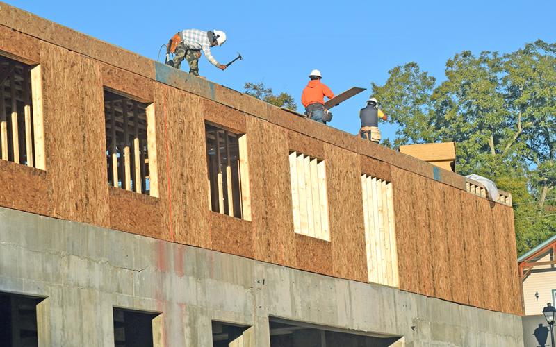 PICTURED ABOVE: Construction is quickly progressing on Roberta Green-Garrett’s hotel project in the downtown historic district.