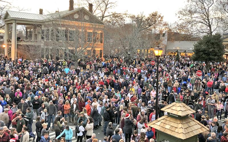 Tourism Director Sam McDuffie said the Lighting of the Square was “definitely bigger than Gold Rush,” and from the looks of this photo he took from the Chamber’s balcony, he could well be right.