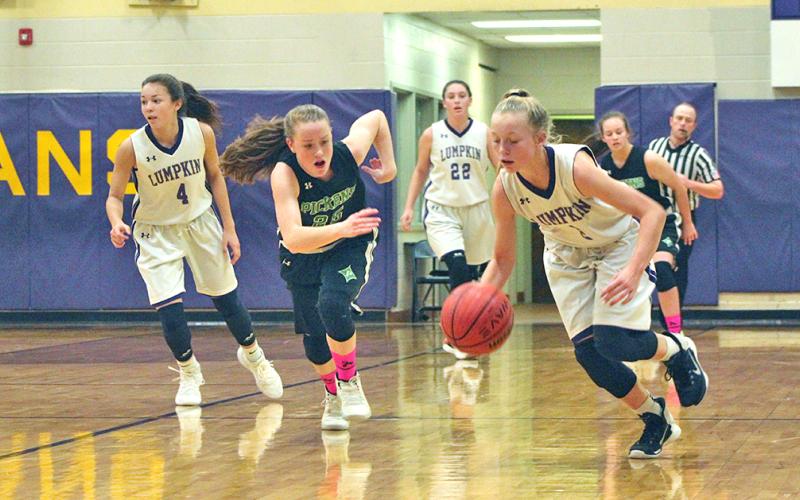 Ciera Brooks forces a turnover and starts a fast break opportunity for the eighth grade girls basketball team in the Lady Indians’ redemption win over Pickens County last week.