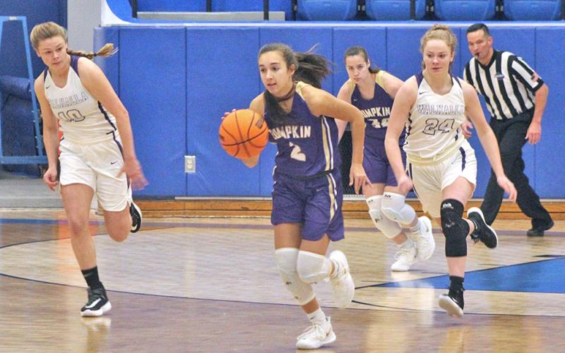 Lumpkin standout Isabel Davenport flies down the court for some transition points after recording a steal during Lumpkin’s second round win over Walhalla, S.C. on Friday, Dec. 27.