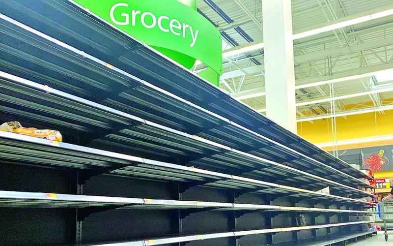 The bread aisle is often barren at Walmart these days as locals have been stocking up on supplies while the coronavirus looms.