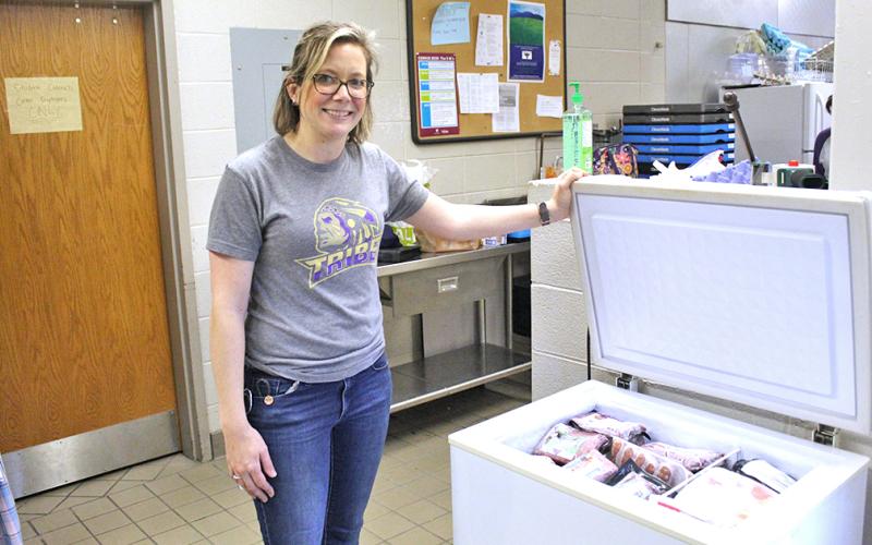 Lumpkin County Family Connection Executive Director Brigette Barker’s team is usually tasked with dispersing around 3,000 pounds of food to food insecure families in Lumpkin County each month. This past month, Family Connection provided over 8,000 pounds of food, including the meats in the freezer shown here.