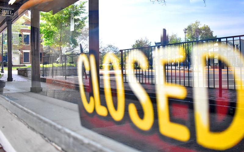 Many businesses remained closed to foot-traffic in Downtown Dahlonega last week.