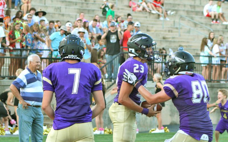 As old rivalries renew with the realignment of Region 7-AAA, the Indians will look for big seasons from players like wide receiver Brian Cunane, Jr. (#23), shown here celebrating a touchdown reception last season.
