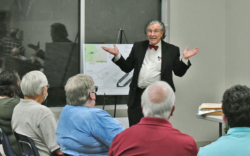 Local attorney George Butler represented Dahlonega Baptist Church last week as he addressed the Planning Commission. A large gathering of local residents were on hand to protest a planned student housing development.