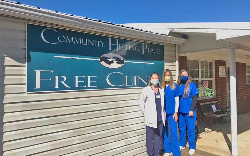 Pictured (from left) are UNG clinical instructor Lynda Kinder, senior nursing student Rachel Cown and senior nursing student Mary Brown.