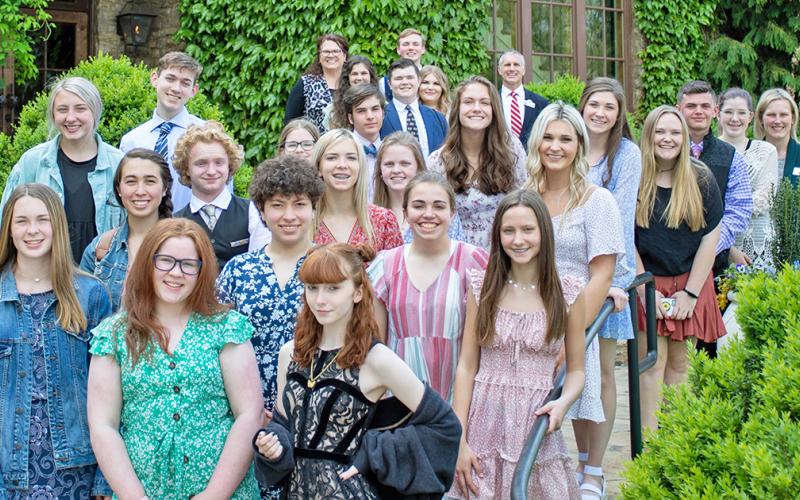 Class of 2021 includes (back row) Paula Cooper, Luke Schofield, Robb Nichols, (fourth row) Anna Isaacs, Don Sosebee, Anna Sheppard, Mary Mullinax, Sydney Pierce, Karson Price, Emma Gilstrap, Chase Cotware, Zoe Anderson, Tammy Soles, (third row) Lexi Pierce, Dylan Henshcen, Audrey Hoch, Carder Dockery, (second row) Lucy Basso, Ben Thompson, Courtney Voss, Kylee Abercrombie, Sydney Moore, (front Row) Morgan Tatum, Malaya Brown, Clara Waters, Madison Myers. Not pictured: Tavion Lawrence and Jack Lowry.
