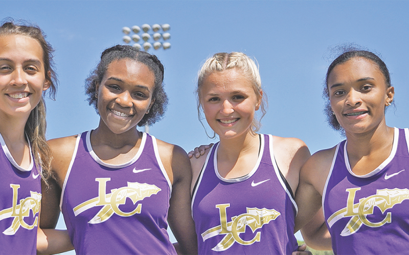 Mercades Houseman, Elizabeth Walker, Kaylee Caldwell and Aniya Persaud of the Lumpkin 4x100 relay team set a school-record 50.84 second finish at Sectionals. The performance also put the 4x100 team in the State Finals for the first time in nearly three decades.