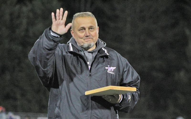 LCHS Athletic Director and longtime coach Nicky Jenkins accepts his recognition as 2019-20 AAA AD of the Year during a football game last fall.