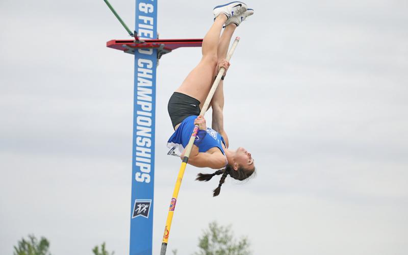 Journey Gurley glides through the air and over the pole, vaulting her way to become UNG’s second national champion across all sports and first in Track and Field. Gurley cleared 4.25 meters to claim the championship.