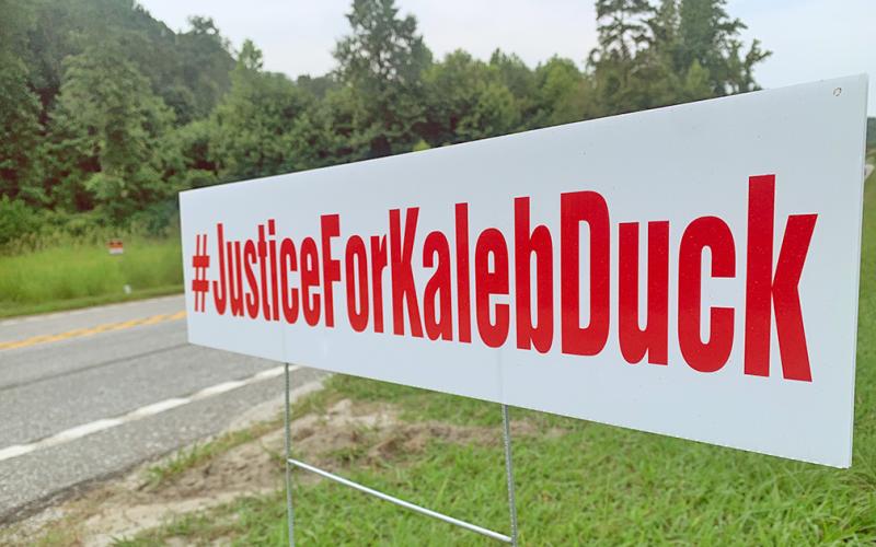 Signs honoring Kaleb Duckworth have been showing up along local roads.