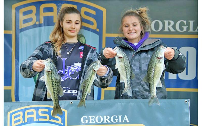Lumpkin fishers Lyndsey and Audrey Gailey made up one of two Lumpkin teams who qualified for the B.A.S.S. Nation state tournaments on Lake Hartwell this past weekend.
