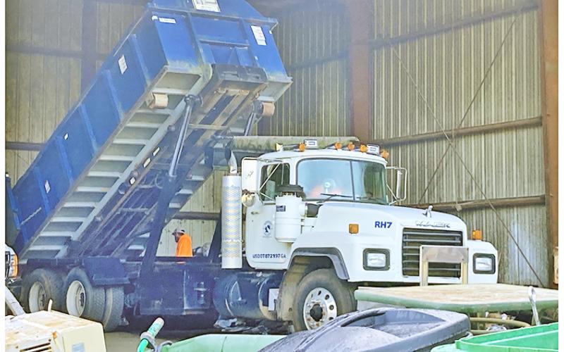 A recycling bin being emptied on the floor of the transfer station caught the eye of local citizen Robin Chapman this week. This led to questions about the state of the county's often trash-littered recyclables.