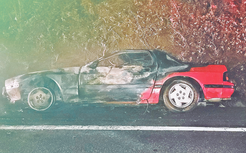 Deputy Justin Blackwell was able to rescue a local driver from a sudden car fire last Tuesday.