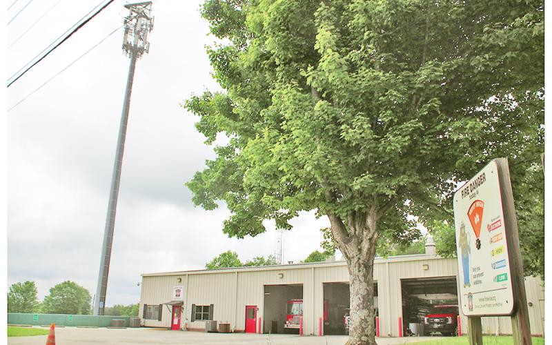 The cell phone tower at the heart of the City’s lawsuit against the County sits next to Dahlonega's Fire Station No. 1.