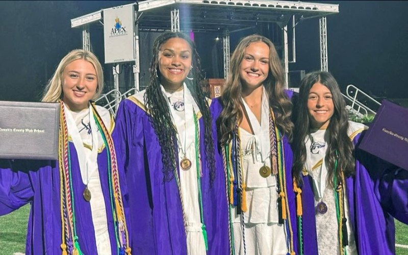 Lumpkin athletes (from left) Lexi Pierce, Kate Jackson, Mary Mullinax, and Nicole Limehouse all earned college scholarships.