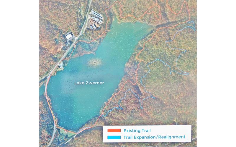 A display near the beginning of the Yahoola Creek Reservoir trail shares a planned expansion and other improvements that are set to be made to the area.