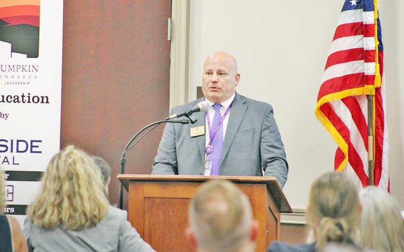 Lumpkin Schools Superintendent Dr. Rob Brown was one of four leaders of local educational institutions who were on hand last week to speak at the Chamber’s annual State of Education event. Also present were new UNG President Dr. Michael Shannon, Mountain Ed Charter High School Interim Superintendent Stan Davis, and Lanier Technical College President Tim McDonald.
