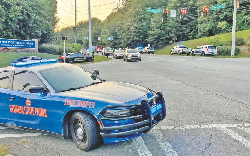 Potential party-goers and local motorists alike were greeted with a ramped up law enforcement presence Saturday night prior to the normally rowdy back-to-school block party at a local apartment complex. (Photo submitted)