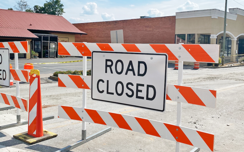 Road repairs on East Main Street are taking slightly longer than expected for city workers as the project is will likely to extend a couple weeks past Gold Rush Days. (Photo by Sarah Steed)