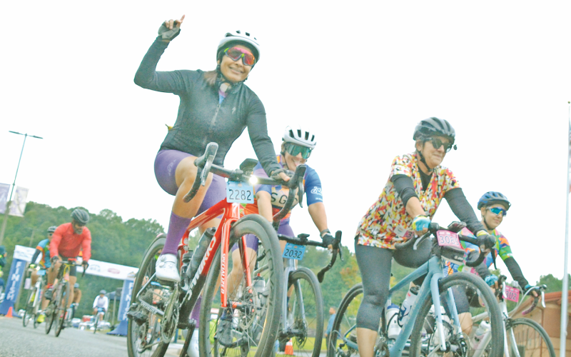 Cyclists set out early in the morning during the 2022 edition of the Six Gap Century bike ride. (Photo by John Bynum)