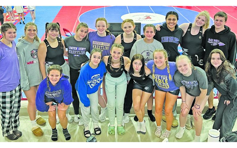 The Lady Indians wrestling team placed 1st in their first tournament of the season.