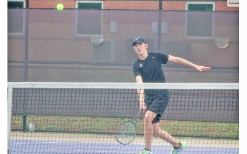 Lumpkin County’s Xander Gaddis returns a ball during the team’s Final Four matchup.