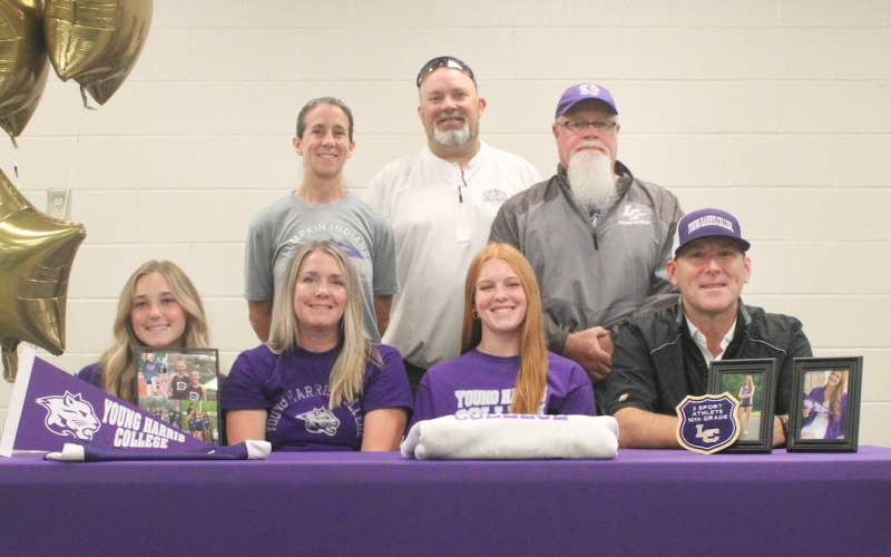 Harper Hubbard made her commitment to Young Harris College surrounded by her family and coaches.