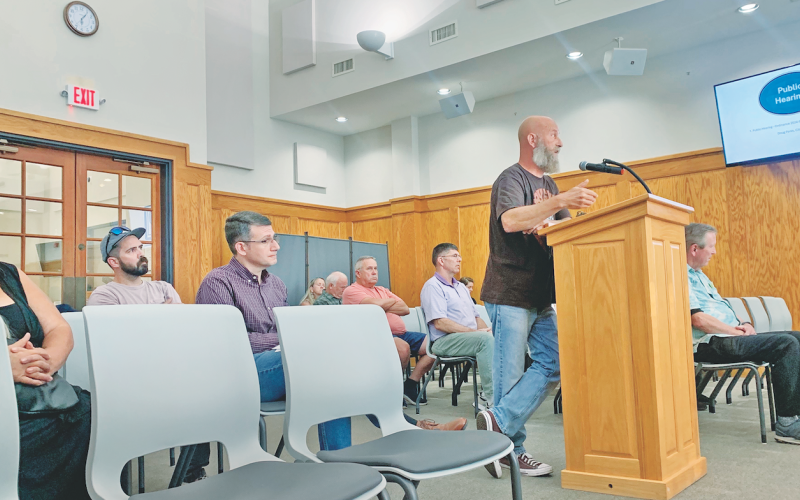 Local business owner Todd Garrick shares his thoughts on the proposed sign ordinance during last week's Public Hearing at City Hall.