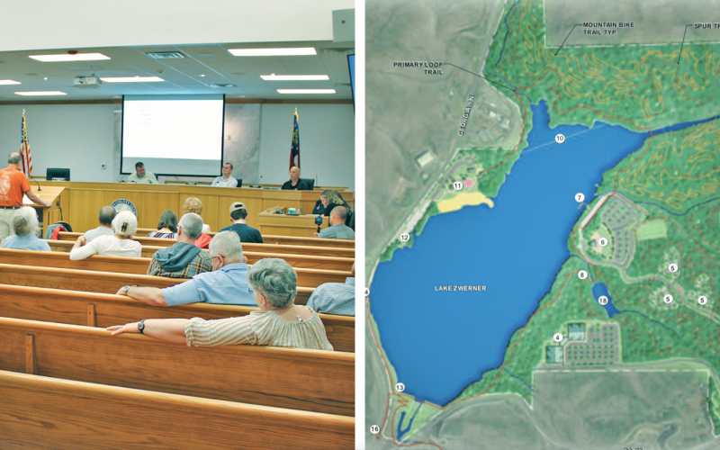 A map created by Lose Design in 2020 depicts the Final Master Plan for the Yahoola Creek Reservoir. Among other changes, an interior parking lot depicted on the map may be relocated closer to Rock House Road.