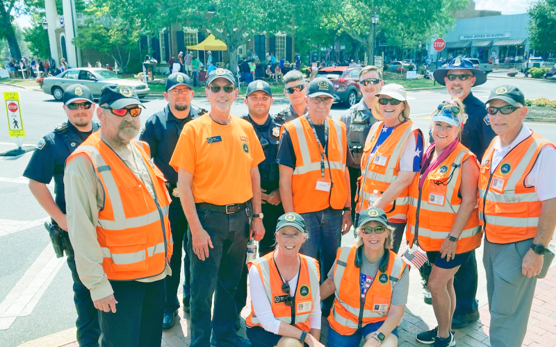 Representatives from the City of Dahlonega Police, Lumpkin County Sheriff’s Office and the Sheriff’s Volunteer Organization helped to manage a large crowd during the recent 4th of July celebration.