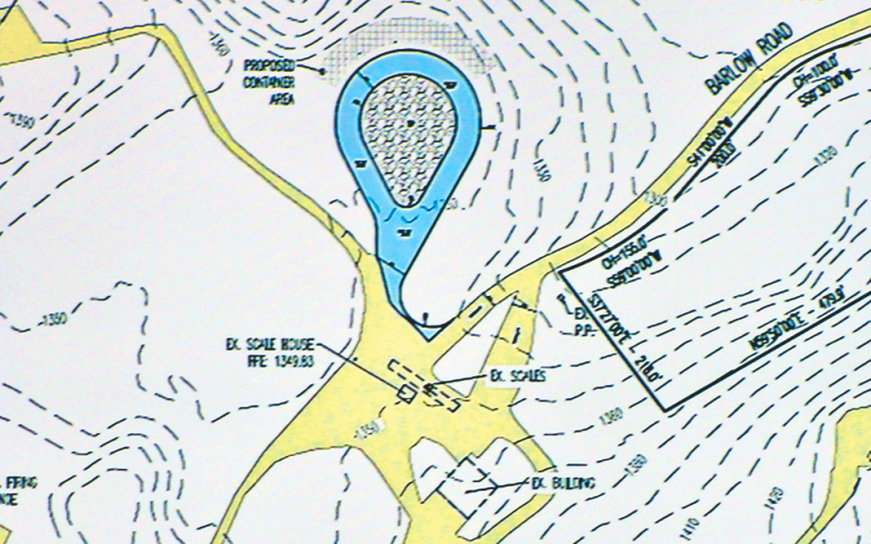 A preliminary design unveiled during a recent budget meeting shows the new teardrop-shaped loop road, highlighted in blue, which will serve as the County’s new recycling center.
