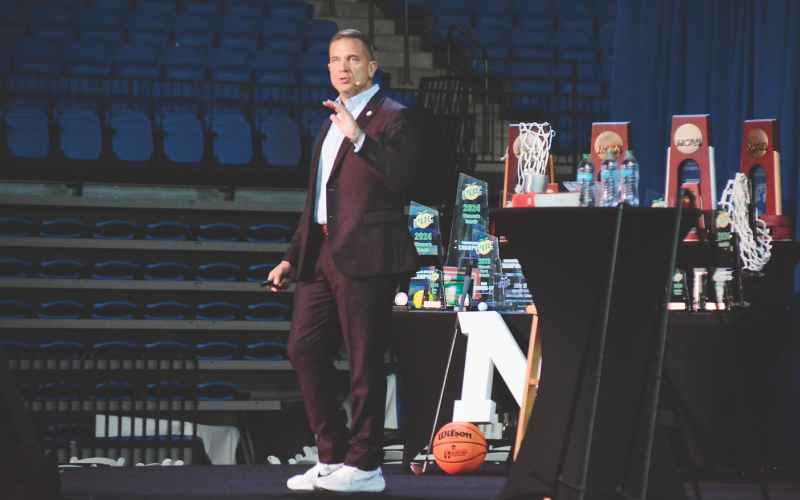 UNG President Michael Shannon speaks to the audience during an event called “Reveille” in Dahlonega last week to outline his goals for the future of the university.