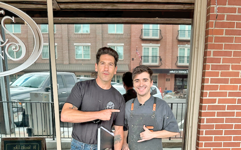 Spirits Tavern cook Adam McAfee gets an enthusiastic endorsement from Jon Bernthal after the actor made a surprise lunch stop at the popular local restaurant last week.